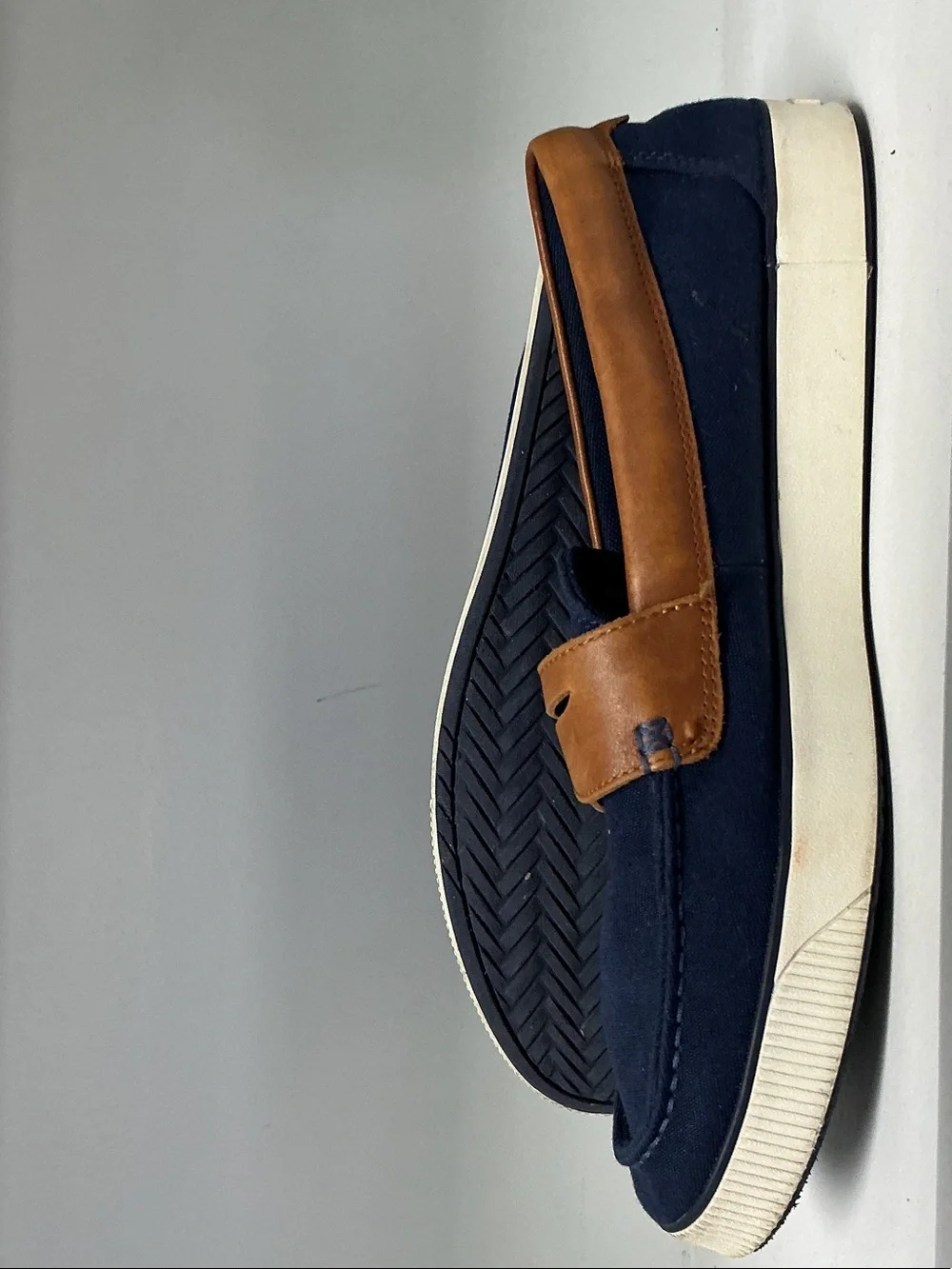 Cole Haan Navy and Brown Slip-On Penny Loafer